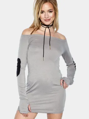 Wholesale Grey One Shoulder Long Sleeve Plain Mini Dress