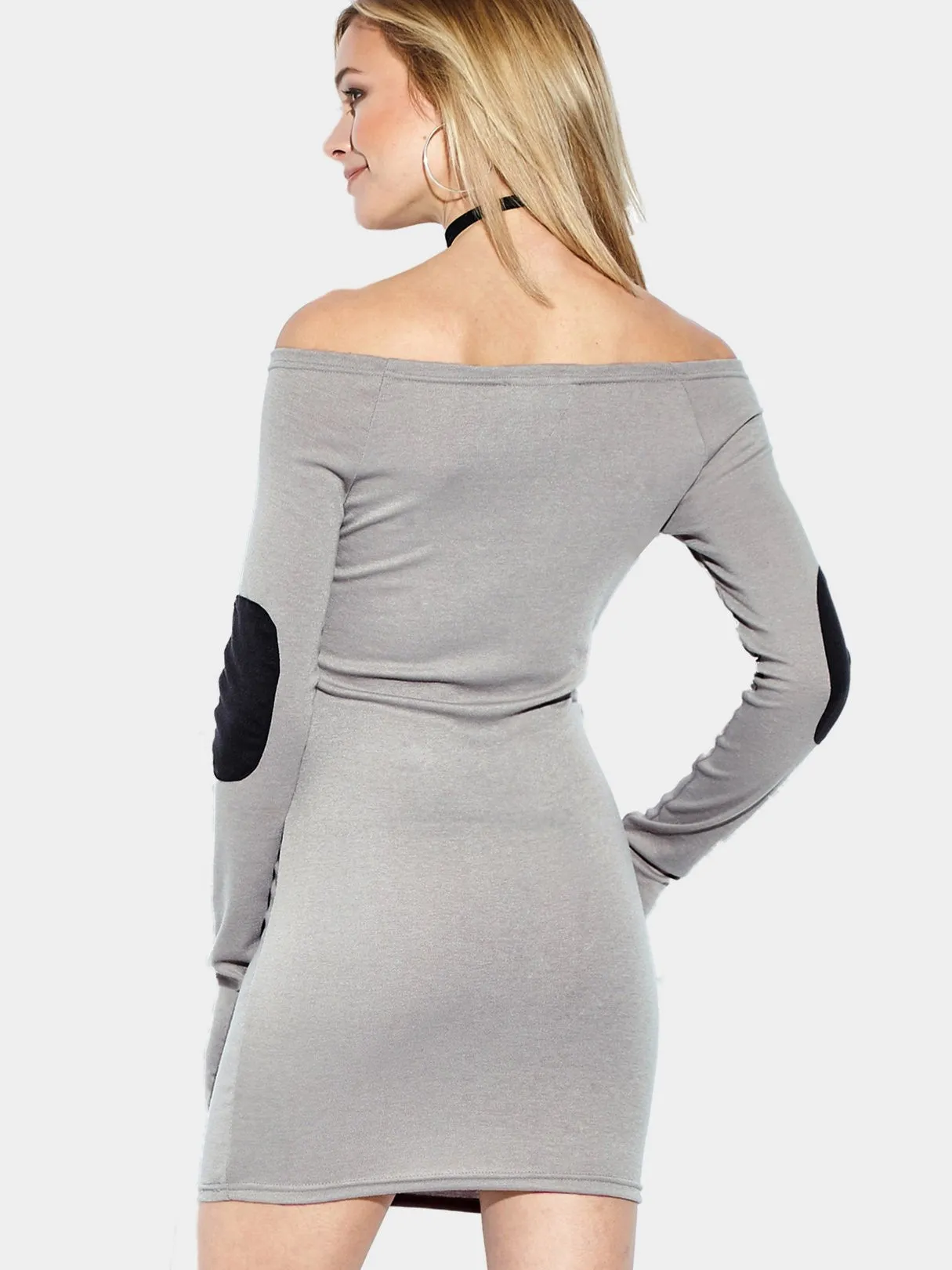 Wholesale Grey One Shoulder Long Sleeve Plain Mini Dress