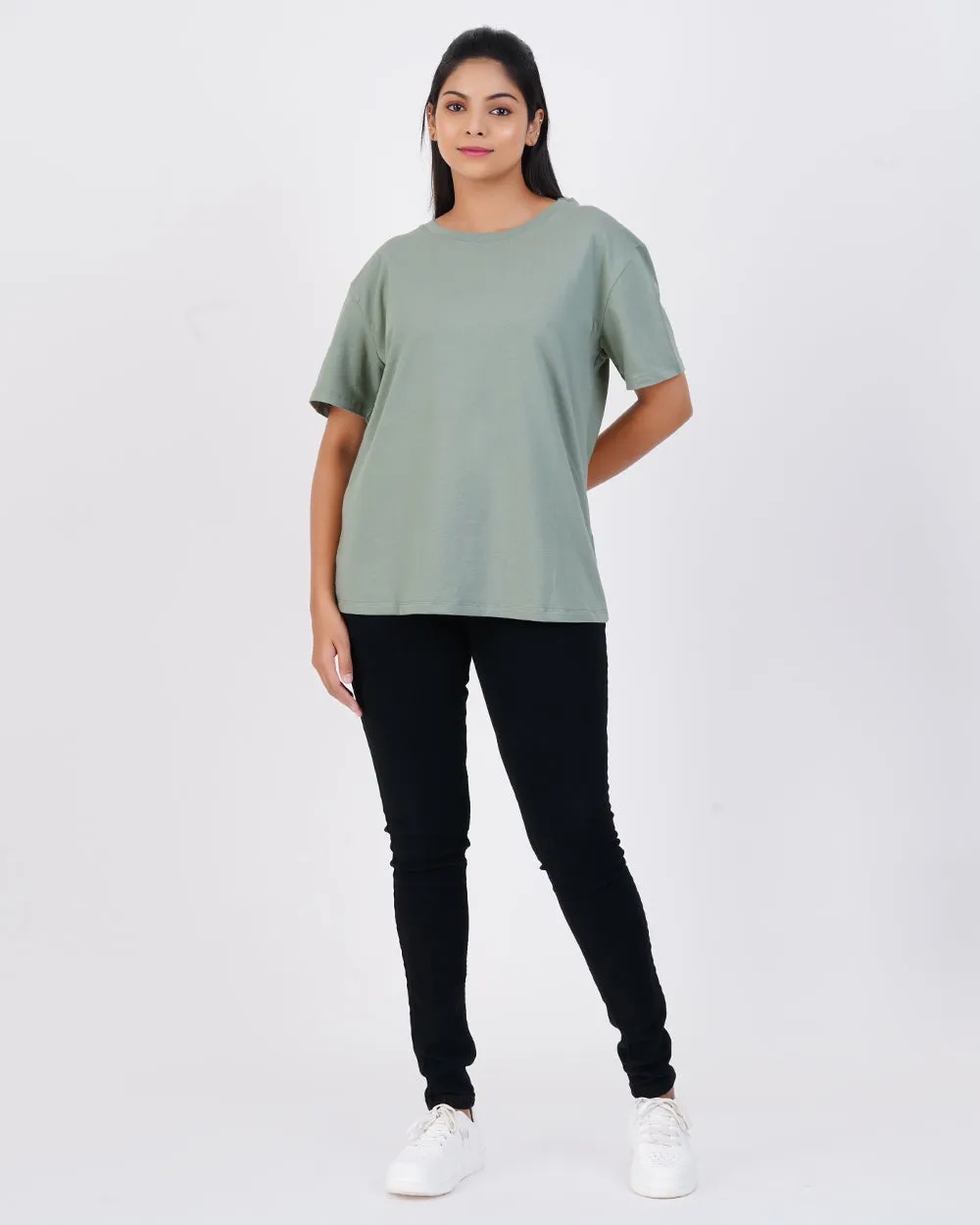 Women Mint Green Oversized Tees