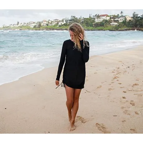 Women's Sophisticated Swim Wrap Dress Cover Up - "All Black"