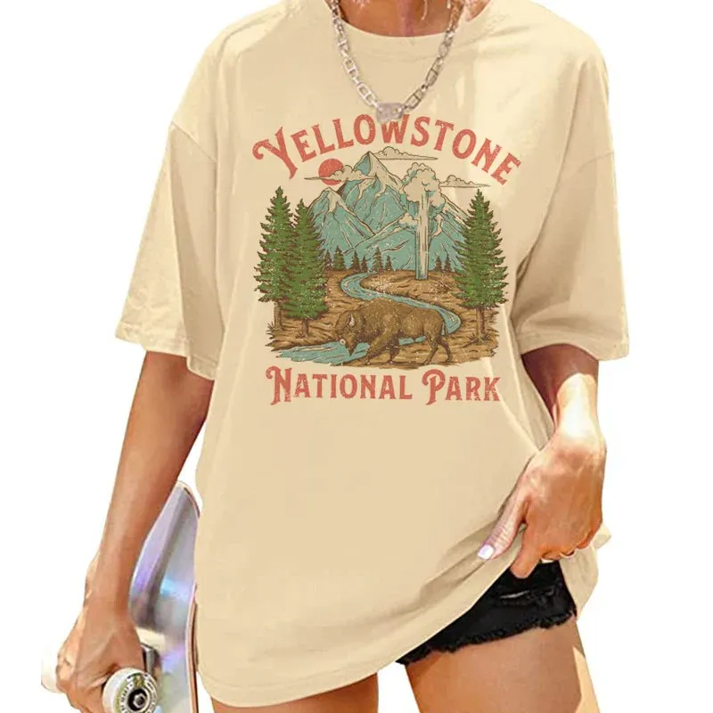 Yellowstone Mountain Stylish Adventure Graphic Tee